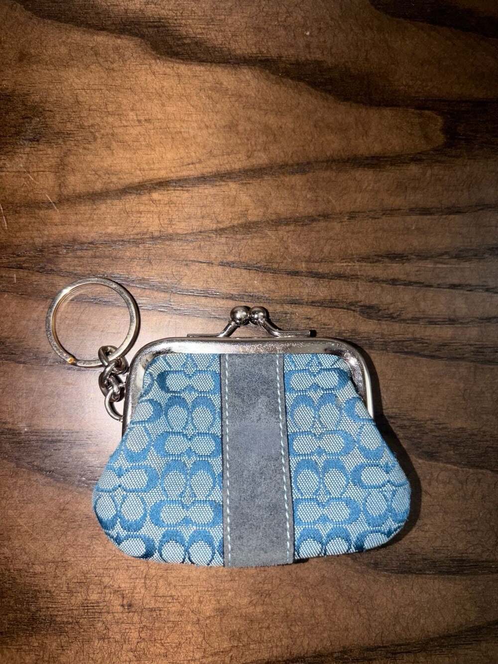 Coach Vintage Signature Kisslock Coin Pouch Keychain RARE